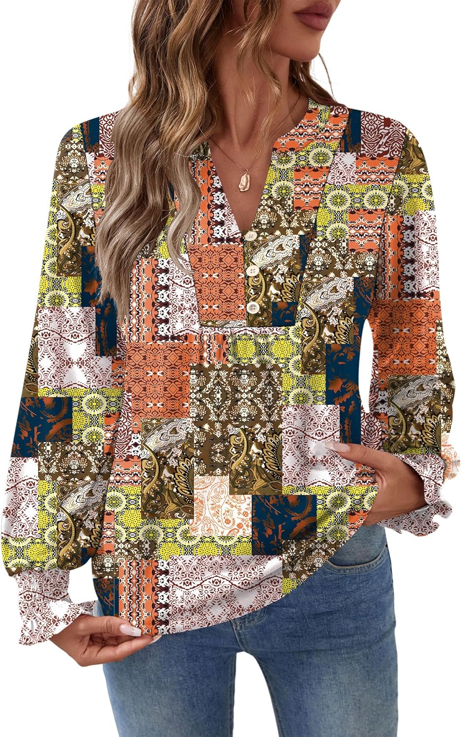 Ivicoer Womens Tops Long Sleeve Shirts for Women V Neck T Shirts Blouses for Women Dressy Casual - Image 2