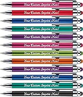 Vista 5 de Bolígrafos personalizados con punta de stylus -Bright Vibes- acción de clic, personalizables, escritura negra, bolígrafos con nombre impreso