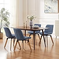 Vista 8 de Art Leon Swivel Dining Chairs Set of 2, Mid Century Modern Kitchen Dining Room Chairs, Upholstered Fabric Armless Side Chair with Wood Legs for
