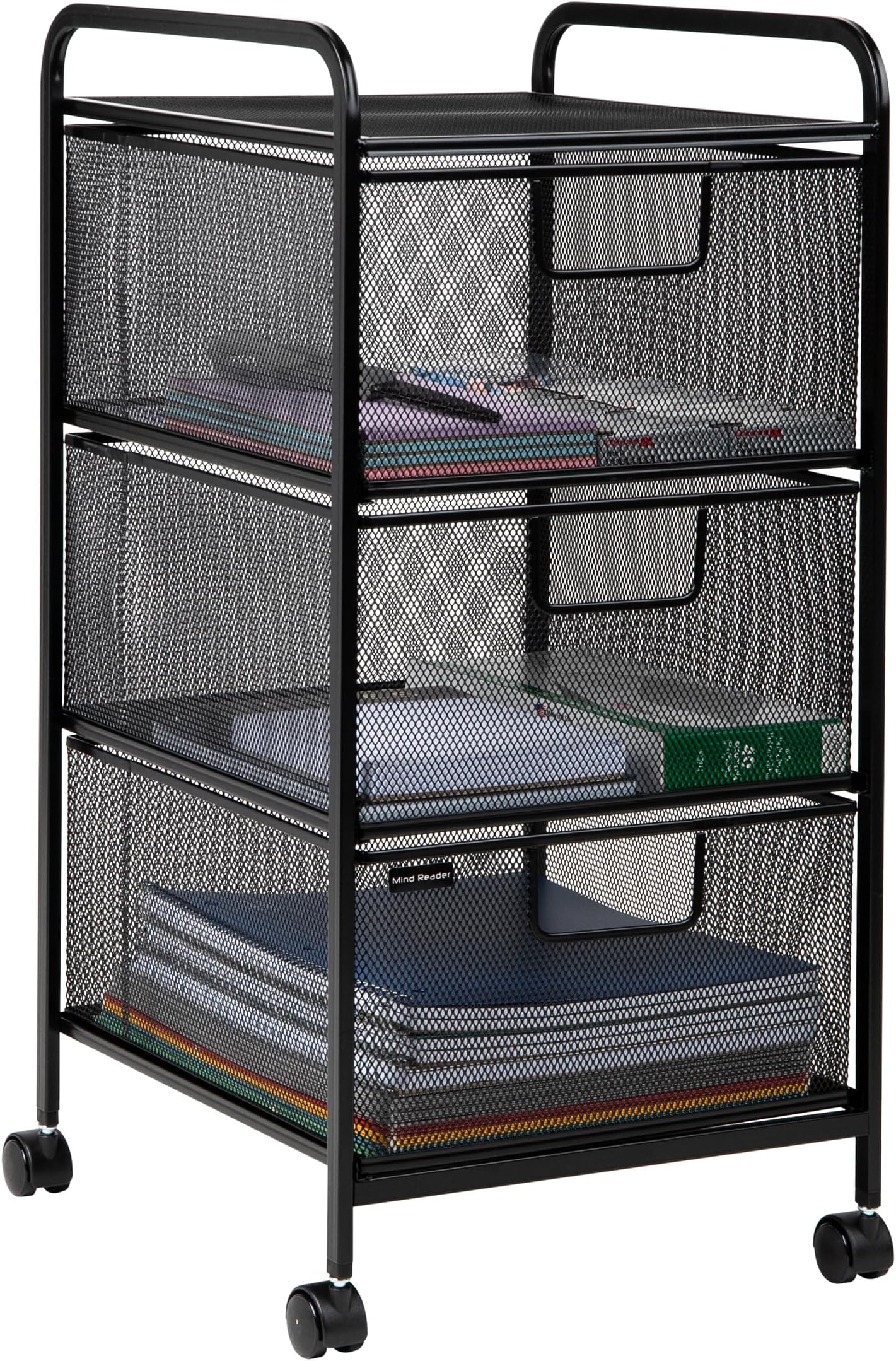 Mind Reader Rolling Storage Cart with Removable Drawers, Multi-Purpose Organi...