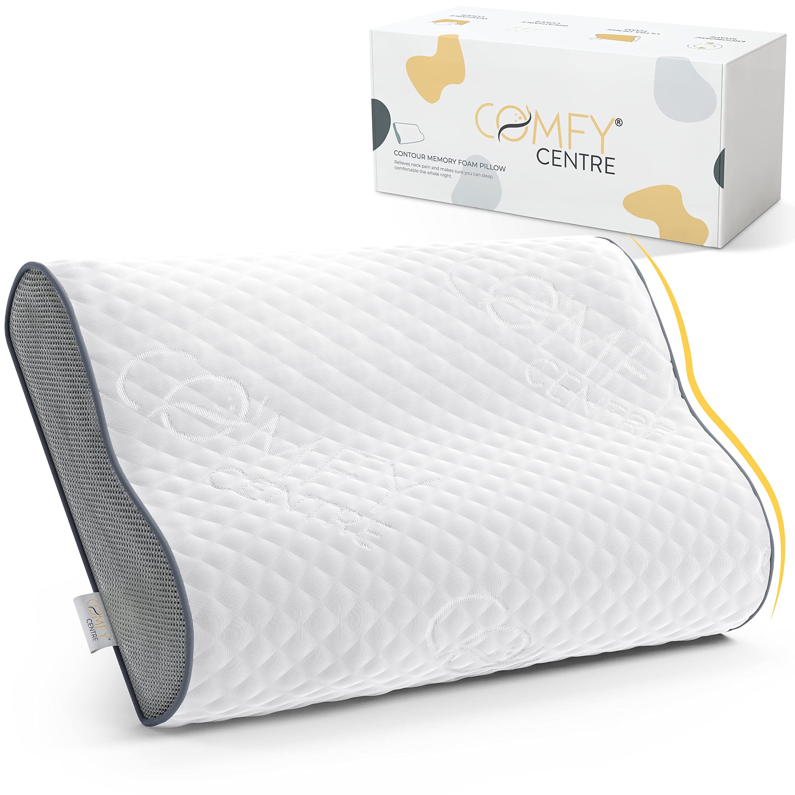 COMFYCENTRE® Cuscino Di Sostegno Per Il Collo In Memory Foam Di Alta Qualità - Cuscino Ergonomico - Cuscino Ortopedico Per Il Collo - Perfetto Per Chi Dorme Di Lato E Per Chi Russa