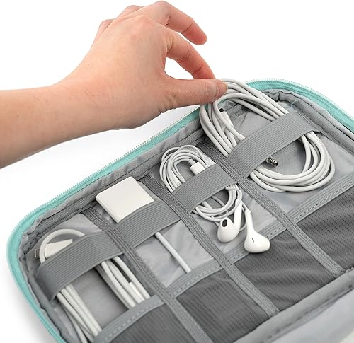 Miniatura 4 de PAVILIA Estuche organizador electrónico suave de viaje, bolsa organizadora de cables de viaje, pequeña bolsa de almacenamiento de tecnología de