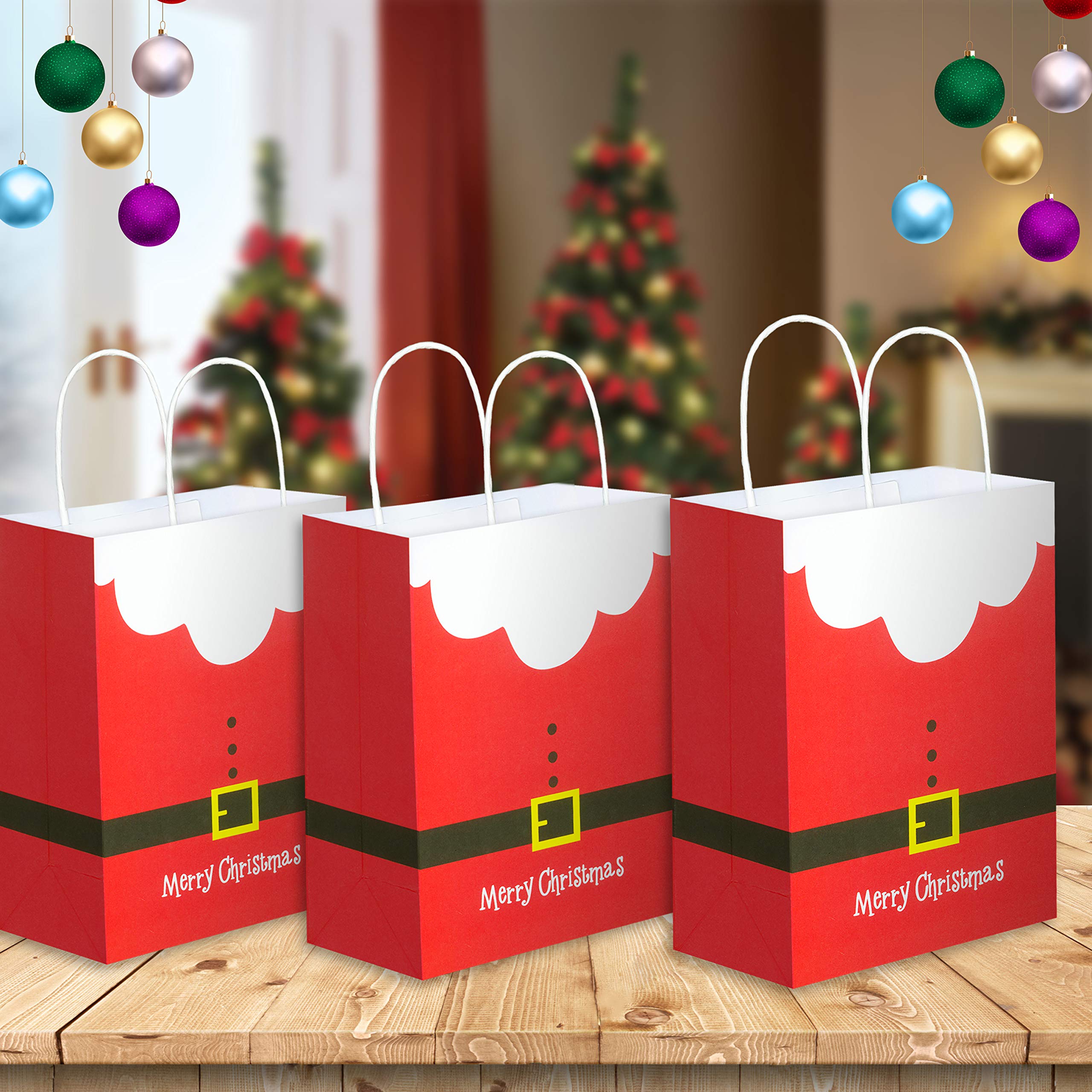 12 Pcs Christmas Gift Bags Holiday Party favor Treat Paper Bags Xmas Goodies Bags for Kids Classrooms party decorations