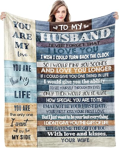 To My Husband Gifts - Manta de microfibra ultra suave con texto en inglés You are My Life para el día del padre, mantas de lujo para ropa de cama,