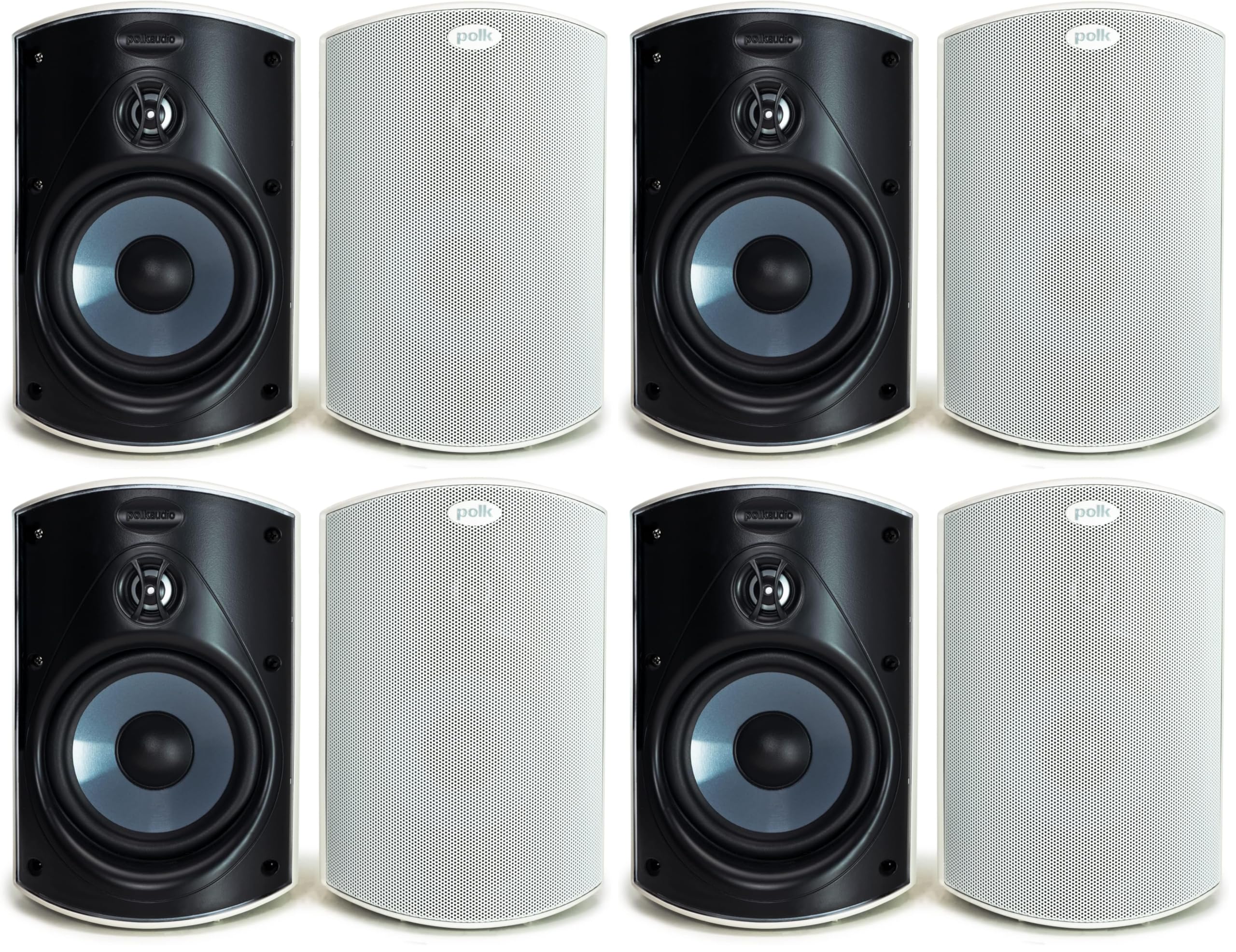 Polk Audio Atrium 4 Outdoor Speakers with Powerful Bass (Pair, White), All-Weather Durability, Broad Sound Coverage, Speed-Lock Mounting System (Pack of 4)
