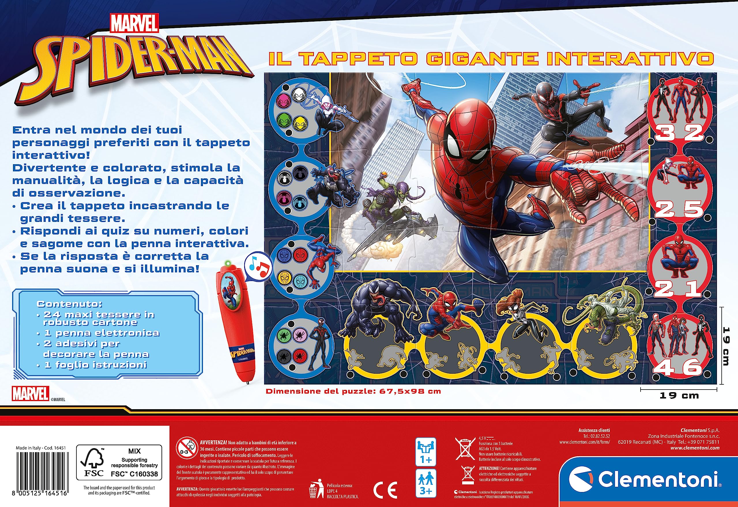 Puzzle Clementoni Maxi Spider-Man 100 Pezzi Per Bambini