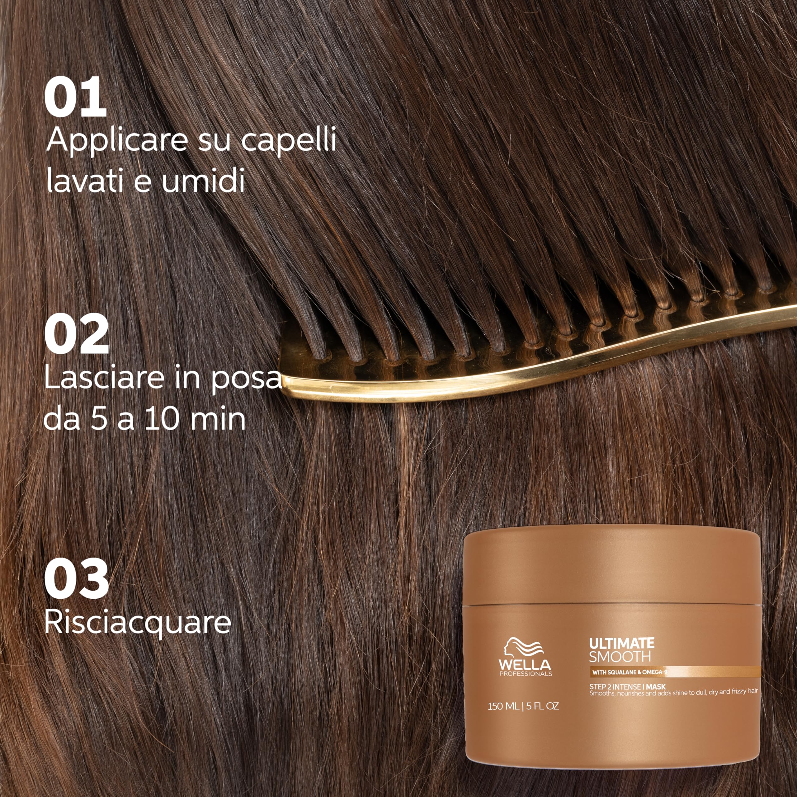 Wella Professionals Ultimate Smooth Maschera Capelli Ristrutturante - Hair Mask con Squalano e Omega 9 - Per Capelli Secchi, Opachi e Crespi (150ml)