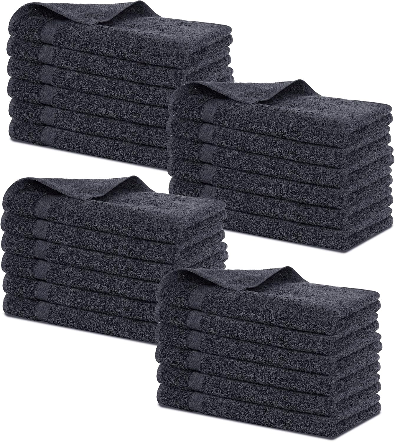 100% Cotton Kitchen Hand Towels Set Of 24, 16"x28" Cotton Soft Quick Drying Terry Cloth - Absorbent Kitchen Towels Black For Bathroom, Spa, Hotel Or Farmhouse Decor - Black Hand Towel Set Of 24