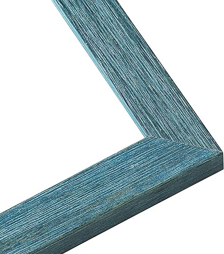 Miniatura 2 de Marco de madera maciza de granero rústico azul de 29 x 29 pulgadas, ancho de 1.25 pulgadas, profundidad interior de 0.5 pulgadas, marco azul Gustav