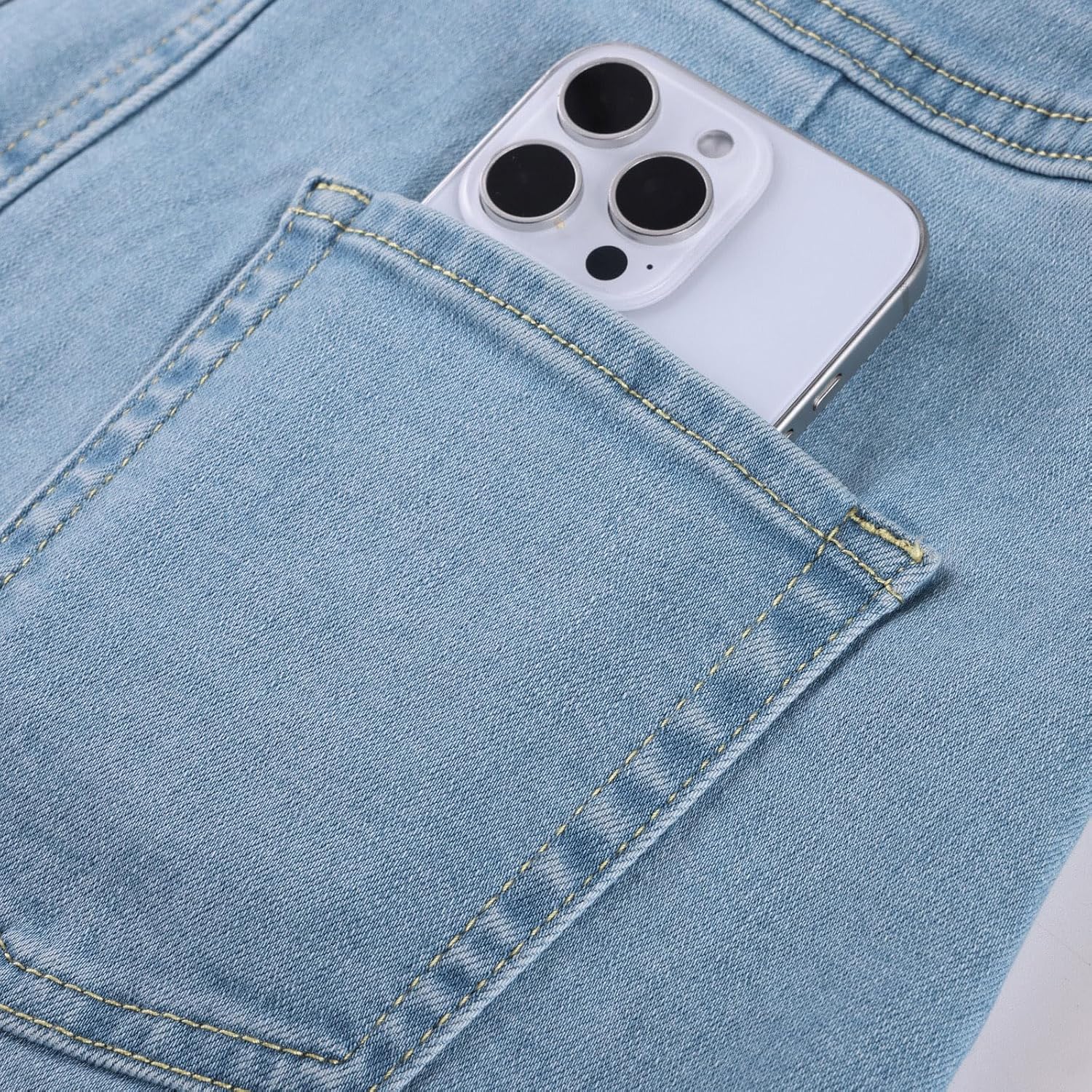 Belle Poque Denim Mini Skirt High Waisted Button-Front Sailor Jean Skirts for Women with Back Patch Pockets - Image 4