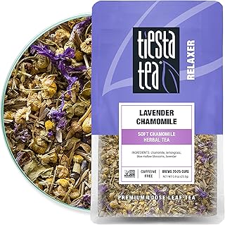Tiesta Tea - Lavender Chamomile, Loose Leaf Soft Chamomile Herbal Tea, Non-Caffeinated, Hot & Iced Tea, 0.9 oz Pouch - 25 Cups, Natural, Stress Relief & Health Support, Herbal Tea Loose Leaf
