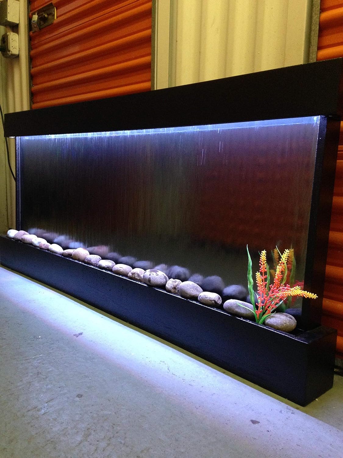 Wall Waterfall XXL 60" Wide x 26" Tall Black Frame, Mirror Background, Color Lights, Remote ctrl by Jersey Home Decor