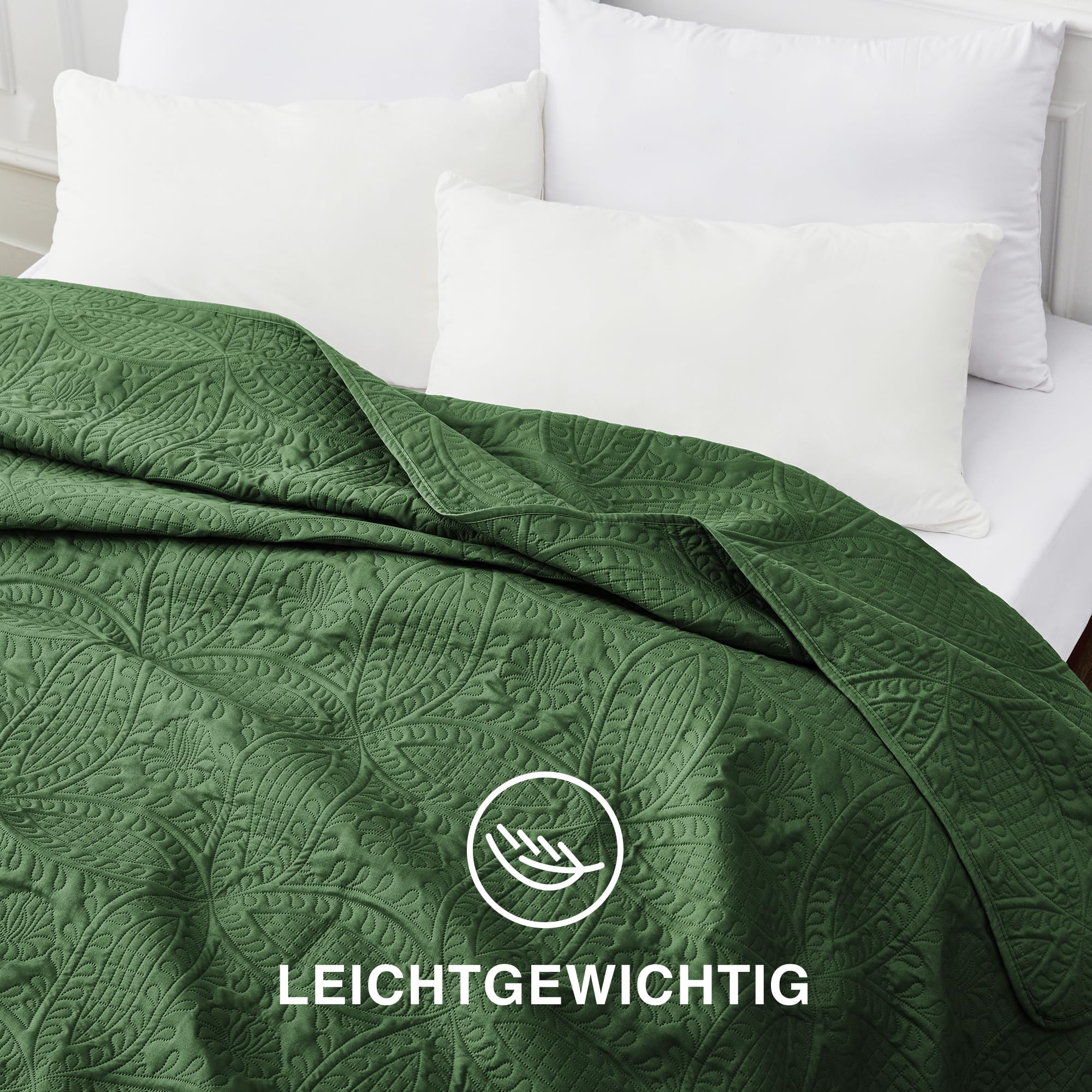 Love's cabin Tagesdecke 240x260 Olivgrün, Ultra Weiche Bett Quilt Leichte Mikrofaser Tagesdecken Bettüberwurf 240x260, Moderne Bedspread mit Münzmuster für alle Jahreszeiten (ohne Kissenbezug)