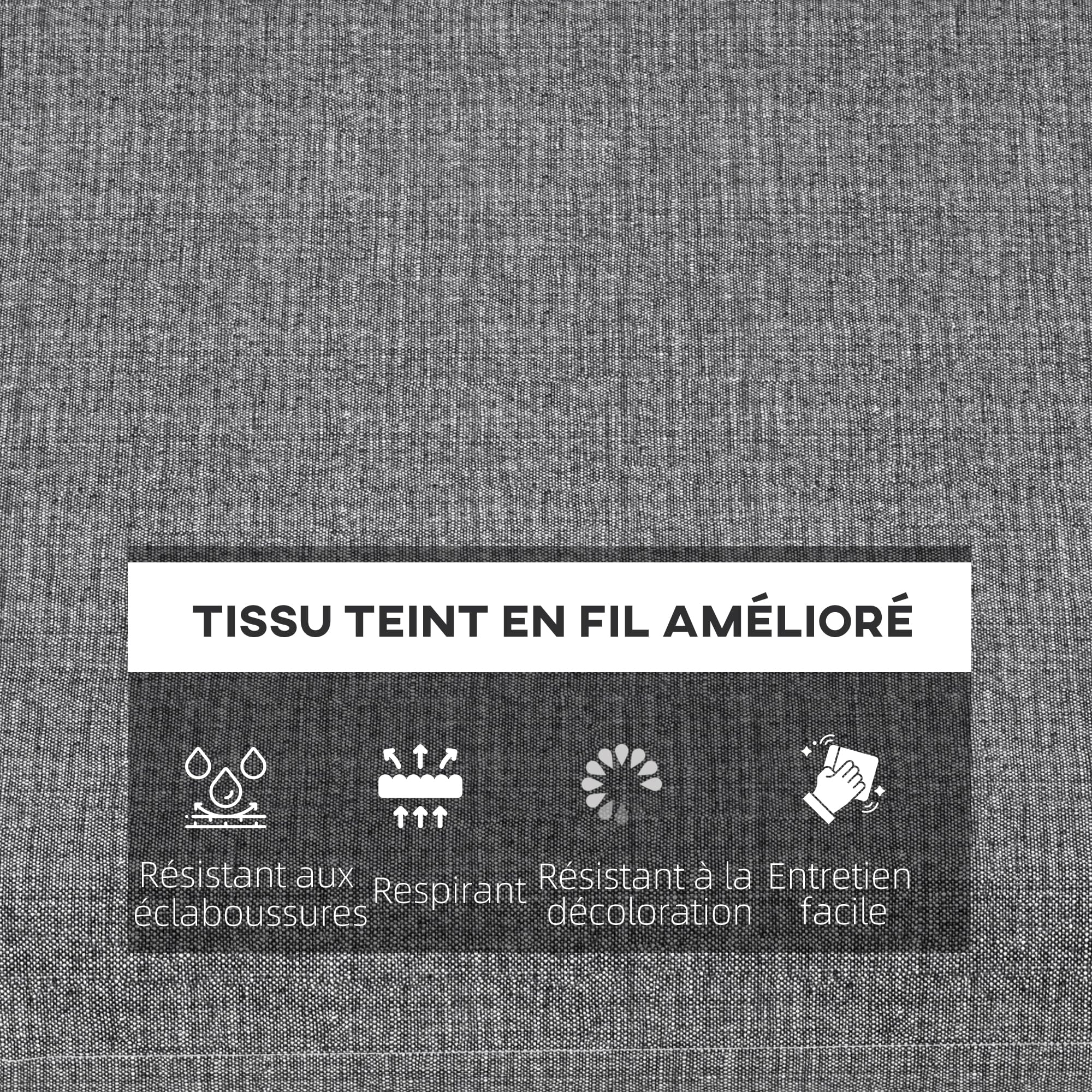Outsunny Lot de 4 Coussins de Chaise Rembourrage Épais 47 x 47 cm Gris