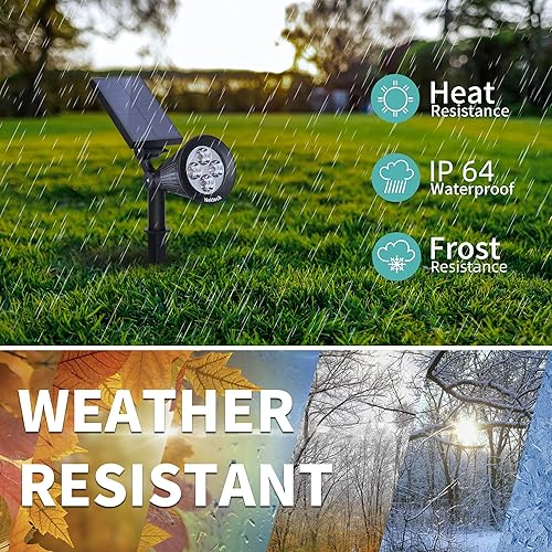 Miniatura 7 de Luces solares Nekteck, luces solares 2 en 1 para exteriores, focos solares impermeables para el paisaje, con detección de brillo y oscuridad, con
