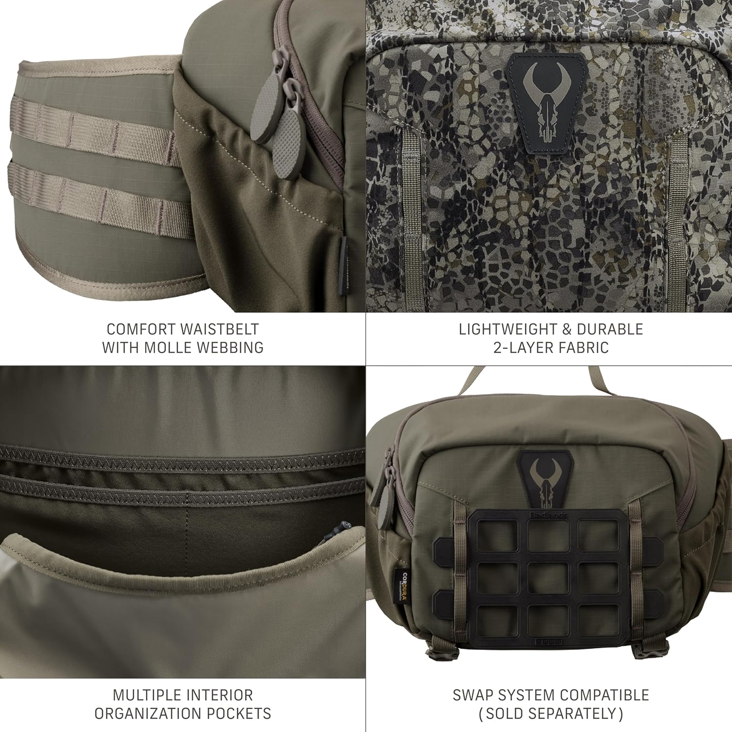 Badlands ATX Fanny Pack - Tactical Hip Pack for Out and Back Hunting, With Built in MOLLE Webbing, Olive