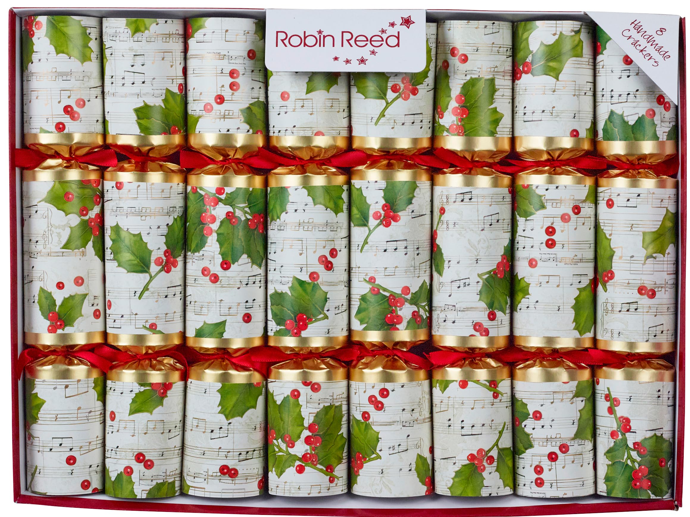 Robin Reed Holly 8 X 10 Handmade Music Christmas Crackers Concerto - With Musical Whistles (52311)