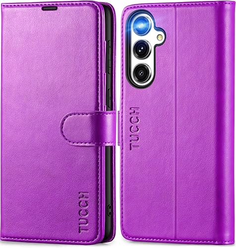 Miniatura 10 de TUCCH Funda tipo cartera para Galaxy S23 FE, funda interior de TPU a prueba de golpes, función atril, bloqueo RFID, ranura para tarjetas, funda