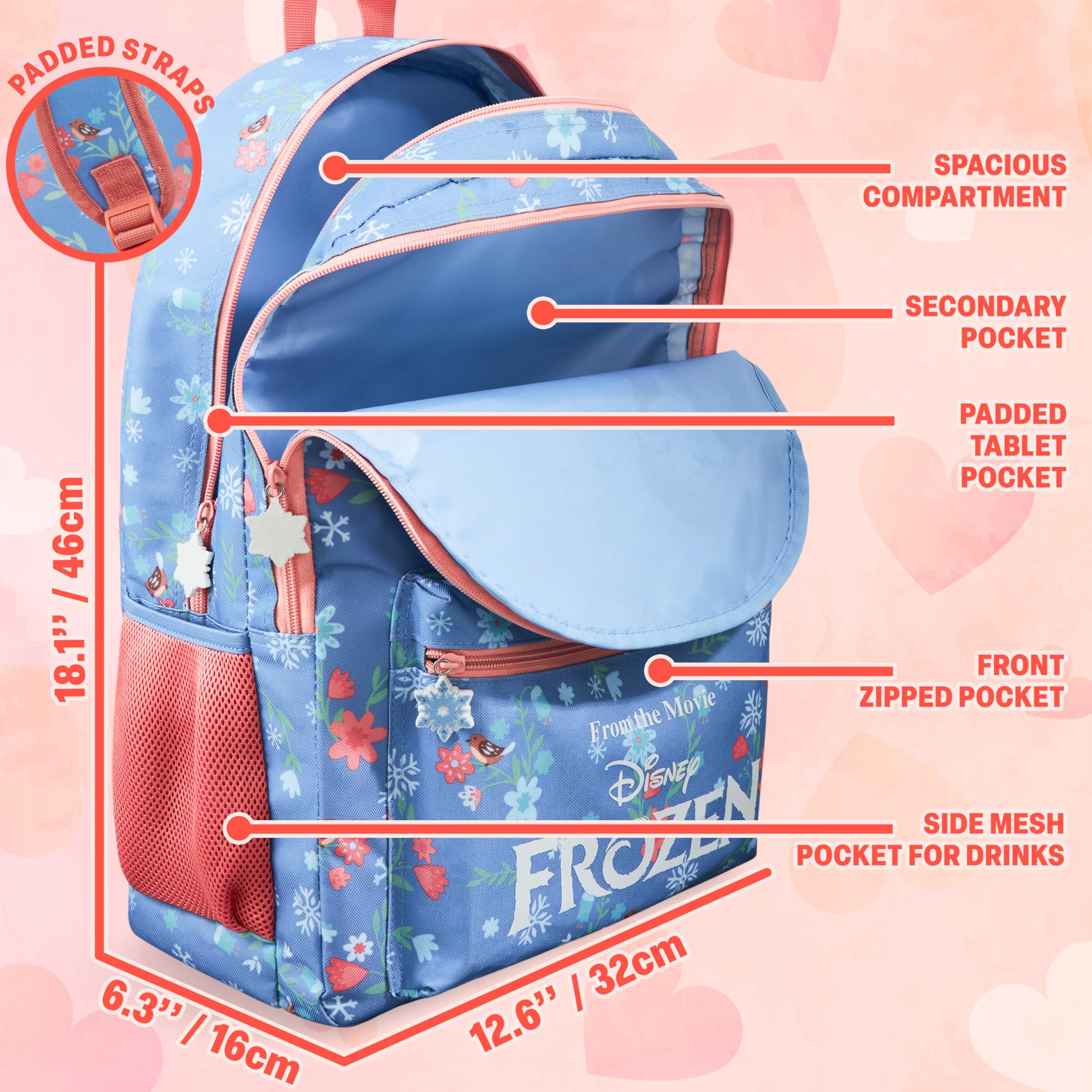 Get Trend Disney Reine des Neiges Sac a Dos Fille, Bretelle Réglable et Fermeture Eclair Cartable Enfant Sport ou Voyage, Cadeau Fille (Violet Frozen)