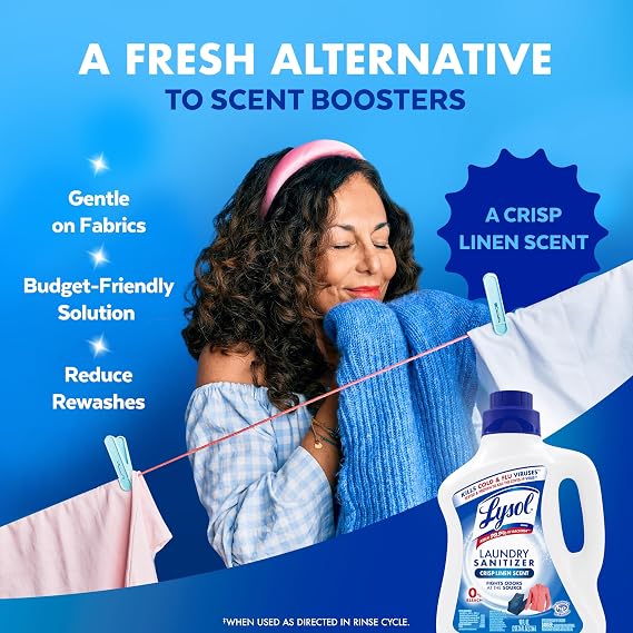 Lysol Laundry Sanitizer Liquid, Detergent Additive, Crisp Linen, 90oz