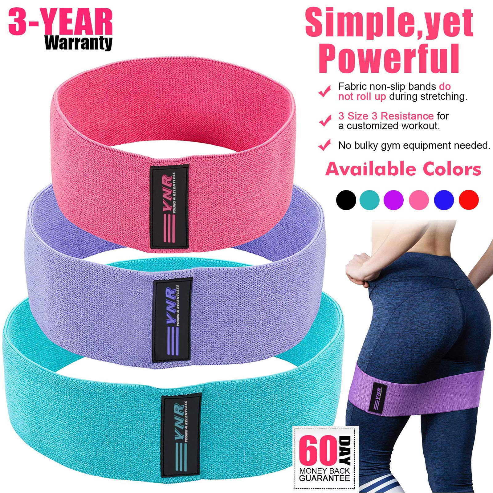YNR® Resistance Bands Exercise Fitness Loop Band For Gluteal Muscles Exercise Legs & Butt Heavy Duty Fabric Elastic Workout Hip Circle for Men Women Booty Strength Training Weight Loss Yoga Pilates