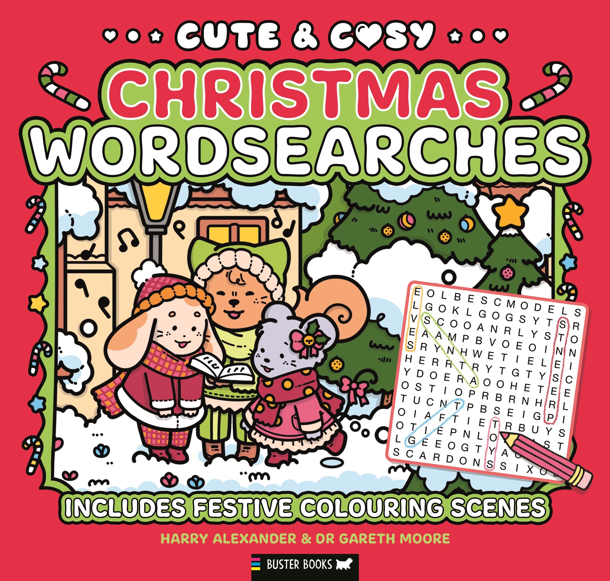 Cute & Cosy Christmas Wordsearches: Includes Festive Colouring Scenes