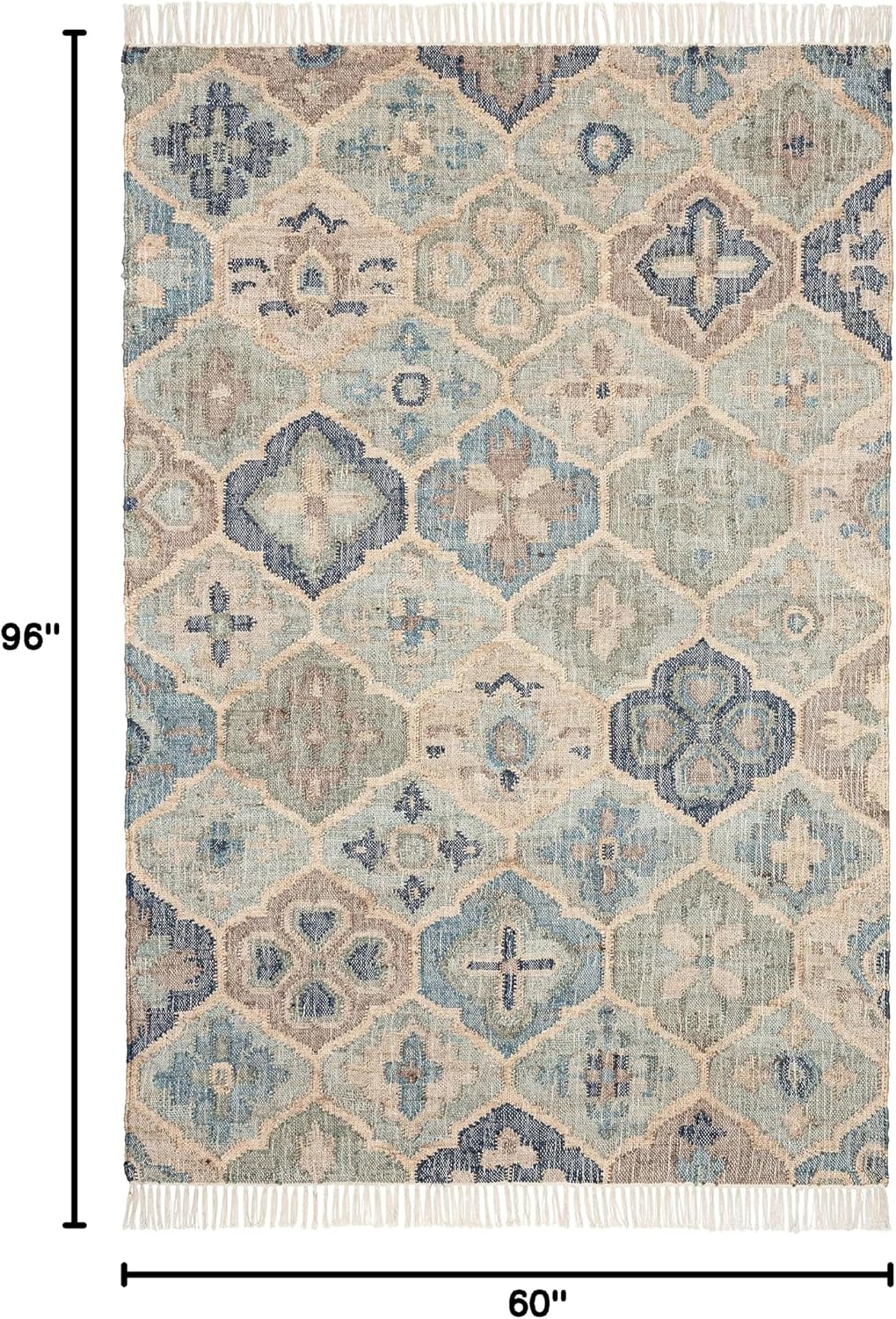 Dash and Albert Pali Jute Area Rug - 5' x 8' Blue Geometric Handwoven Accent Rug - Durable, Eco-Friendly, High Traffic Areas Hallways, Living Room, Stairs