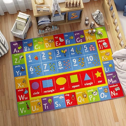 Miniatura 2 de KC CUBS abecedario de colección de diversión alfombra de área para aprendizaje educativo de números y formas para recámara de niños y sala de juegos