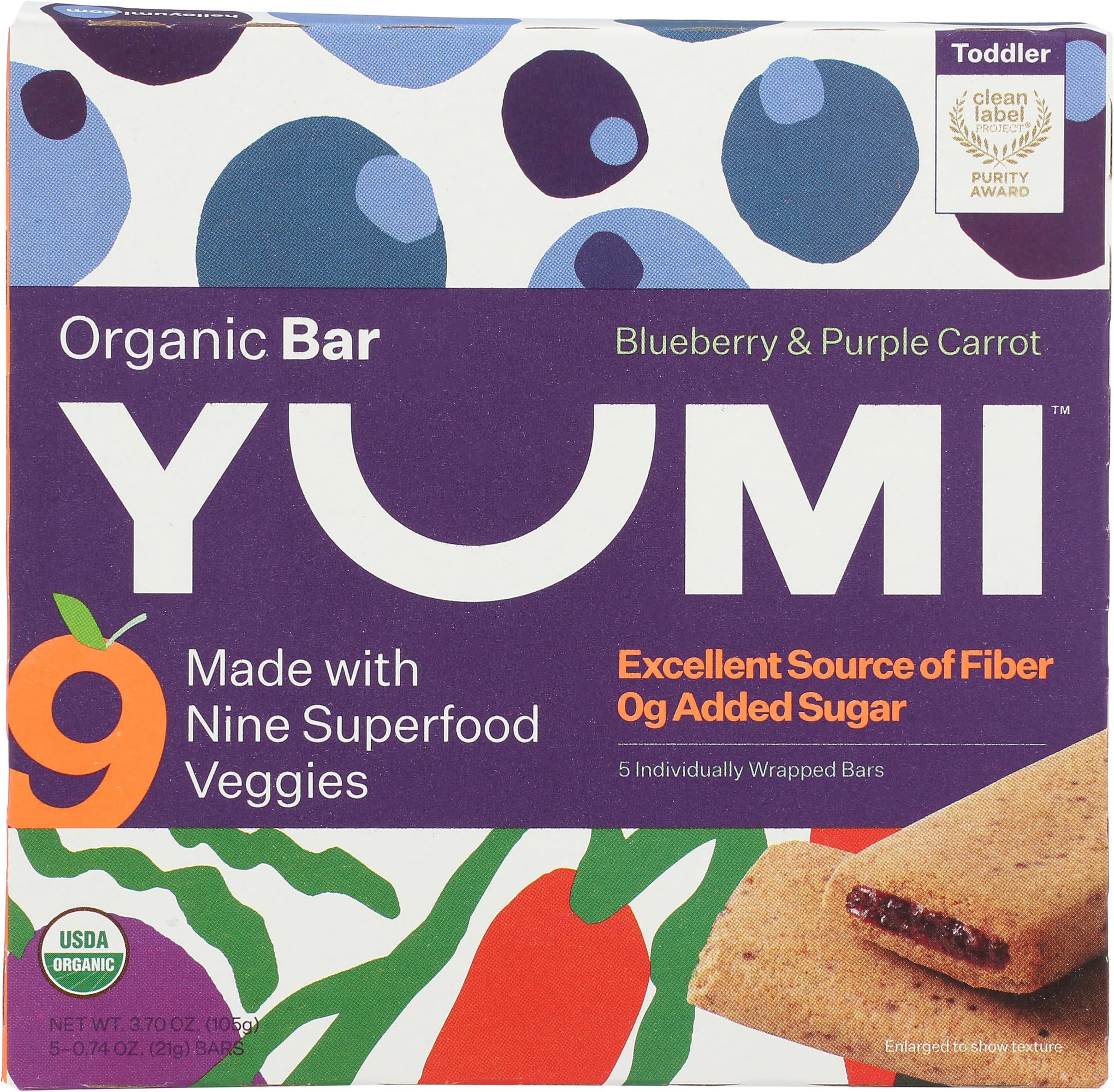 Bars Toddler Blueberry Purple Carrot Organic, 3.7 Ounce