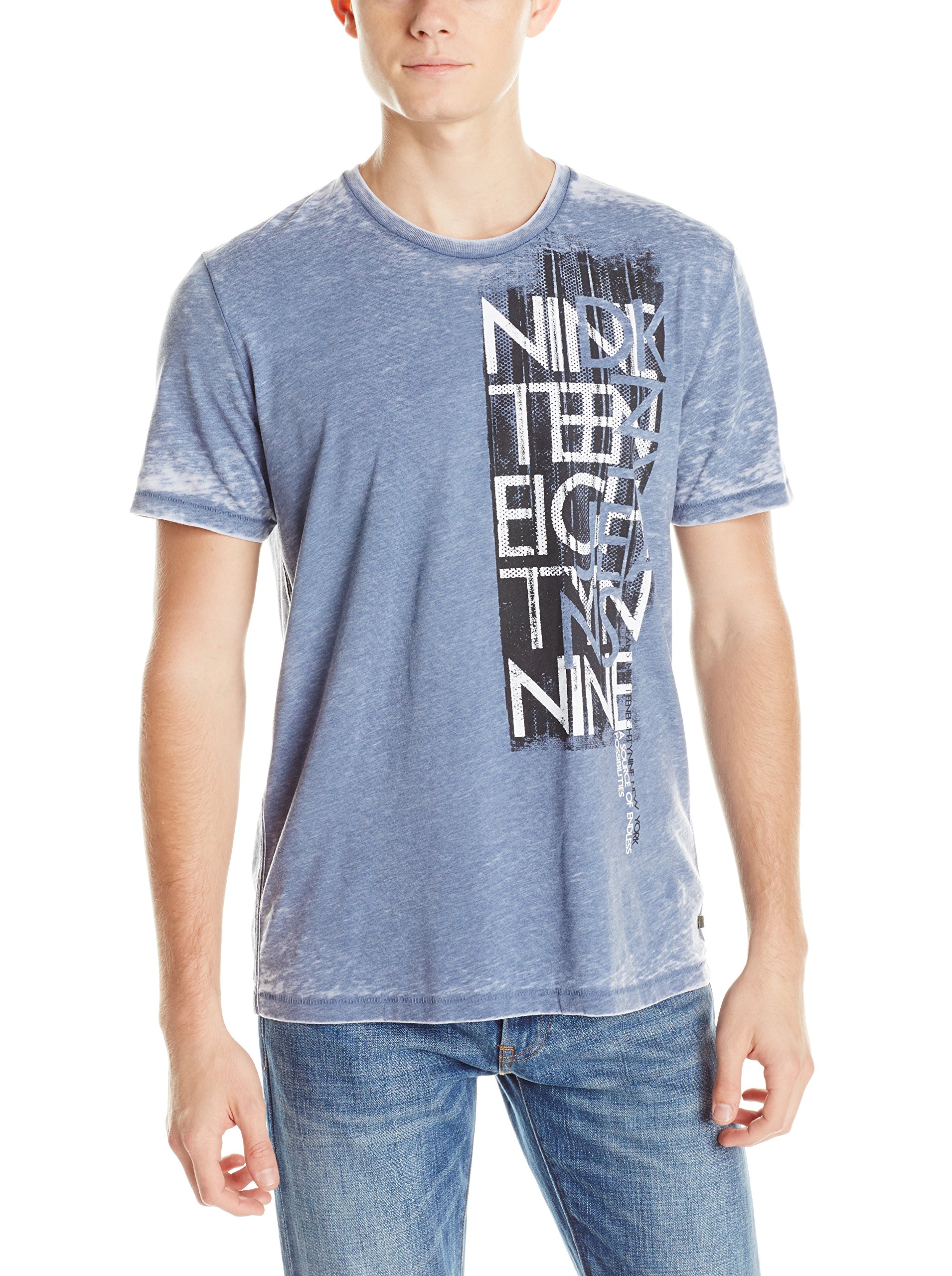 DKNY Jeans Men's Short Sleeve Sideways Burnout Premium Crew Neck Tee