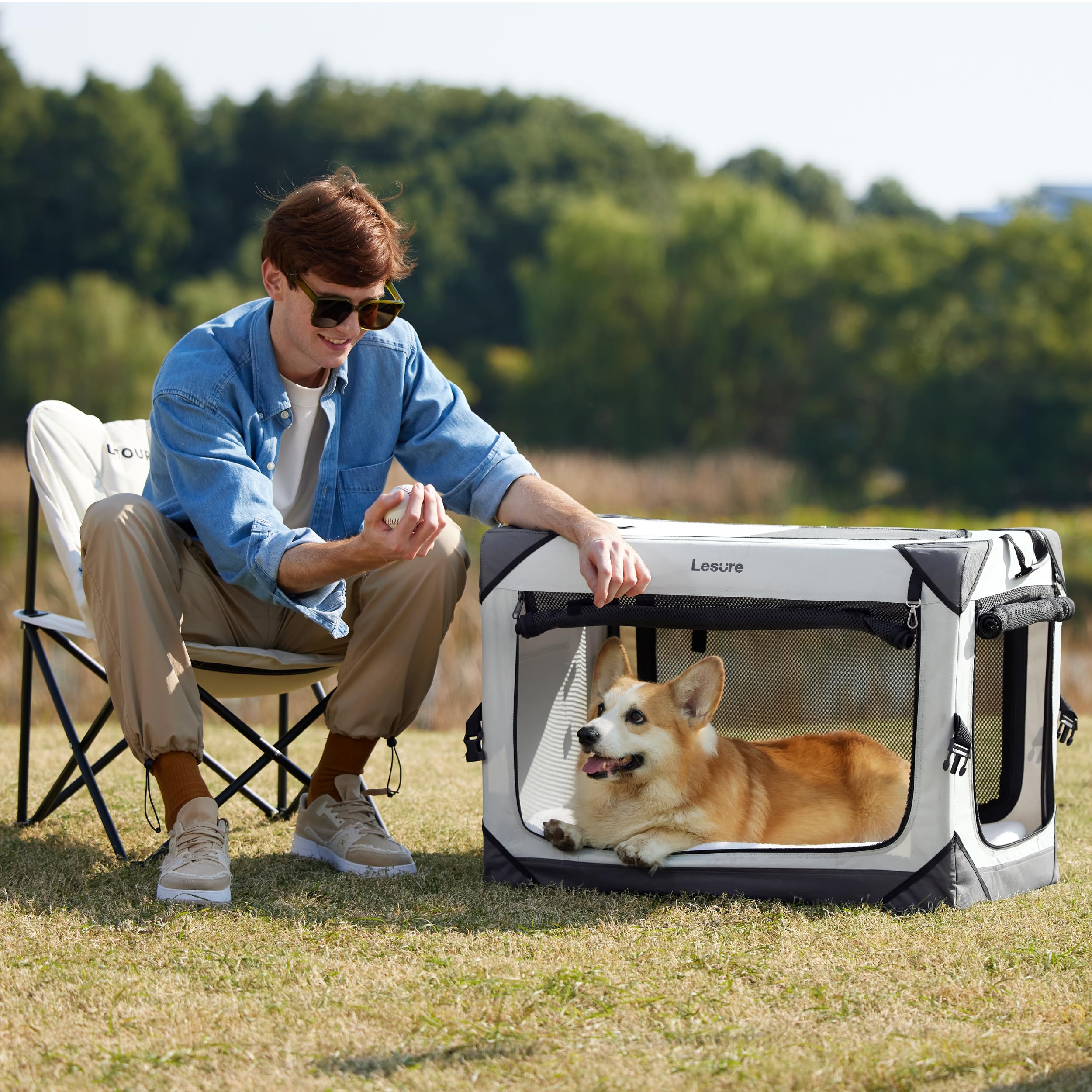 Snapklik.com : Lesure Collapsible Dog Crate - Portable Travel Kennel ...