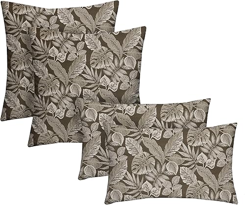 Miniatura 1 de RSH Décor - Juego de 4 almohadas cuadradas y lumbares para interiores y exteriores, resistentes a la intemperie, (2 - 17 x 17 pulgadas y 2 - 20 x 12