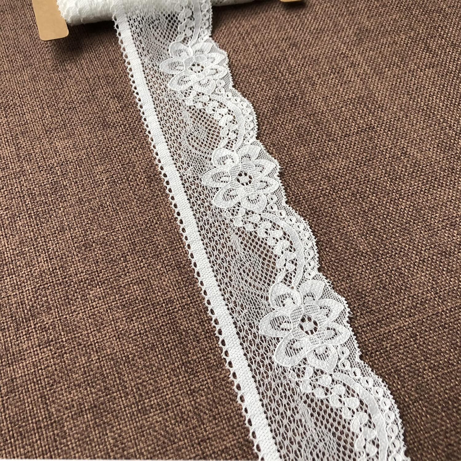 Olive Lace Black Stretch Lace 2 Inches Wide for Bridal Wedding Decorations, Sewing DIY Making and DIY Crafts- 5 Yards (1775 Black)
