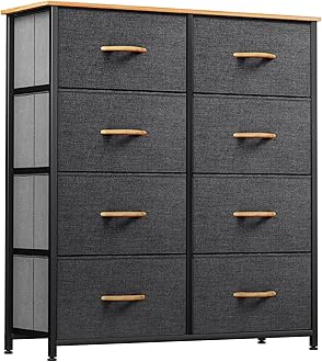 YITAHOME Dresser with 8 Drawers - Fabric Storage Tower, Organizer Unit for Bedroom, Living Room, Hallway, Closets - Sturdy Steel Frame, Wooden Top & Easy Pull Fabric Bins