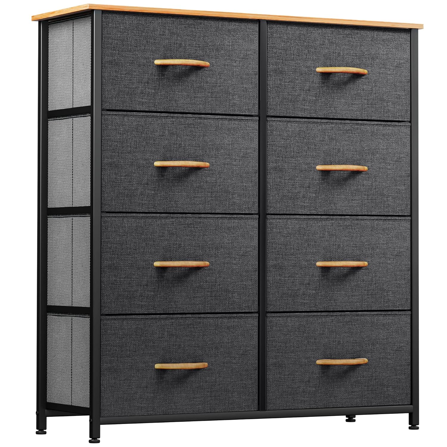 YITAHOME Dresser with 8 Drawers – Fabric Storage Tower, Organizer Unit for Bedroom, Living Room, Hallway, Closets – Sturdy Steel Frame, Wooden Top & Easy Pull Fabric Bins, Burlywood Grain