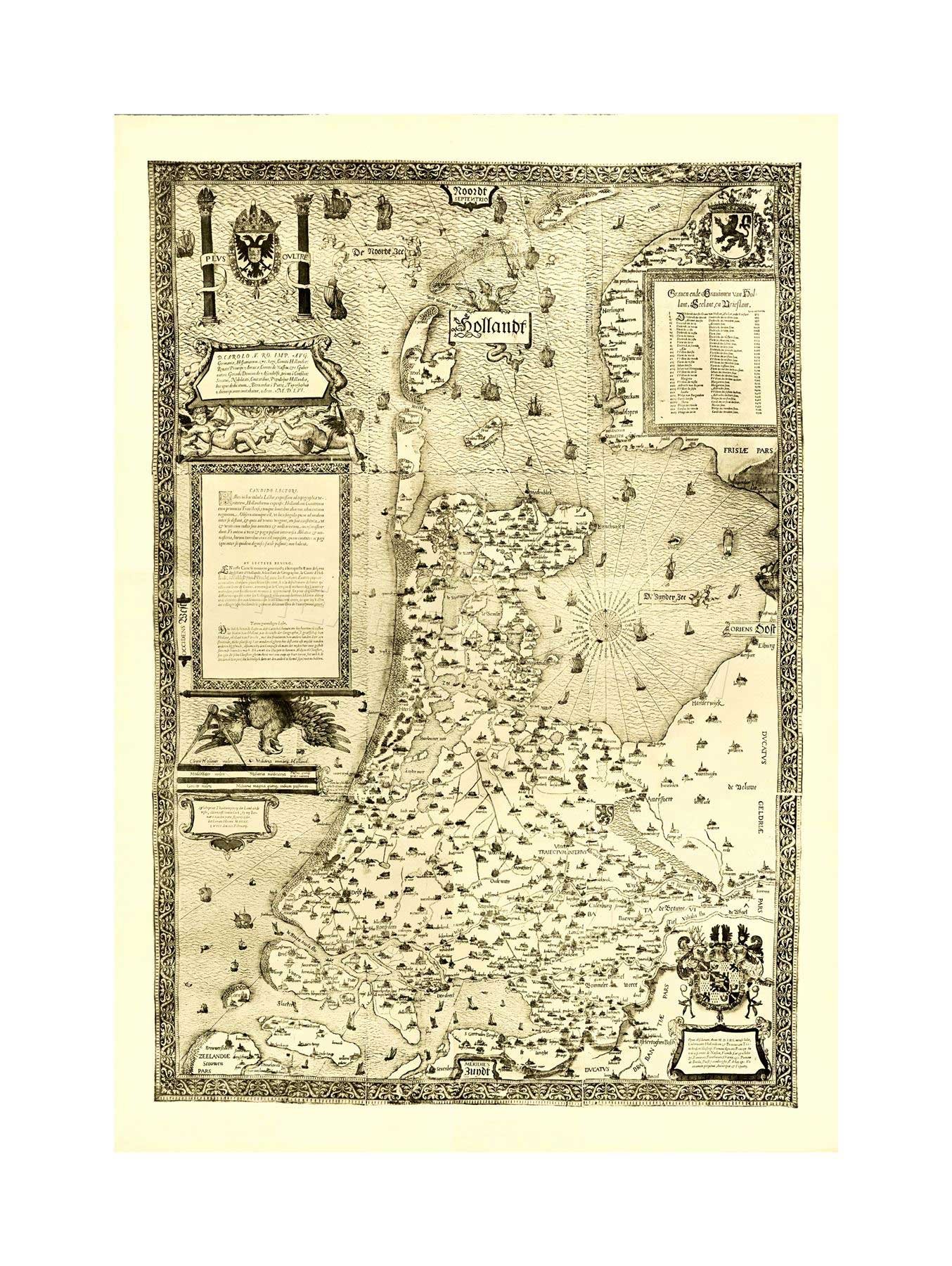 Wee Blue Coo Map Antique Holland Netherlands Old Wall Art Print