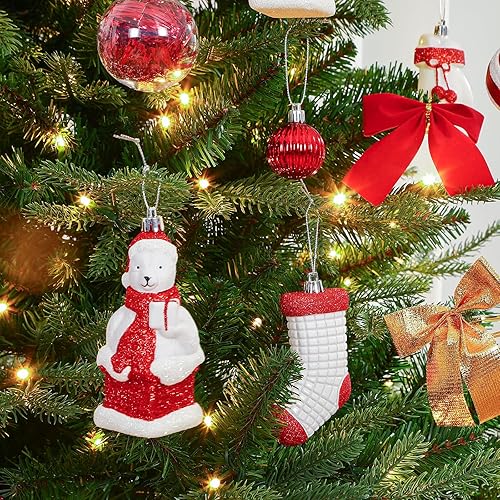 Miniatura 6 de Alupssuc Juego de 112 bolas de Navidad, bolas de plástico inastillables, pingüino de Navidad, oso polar para árbol de Navidad, vacaciones, boda,