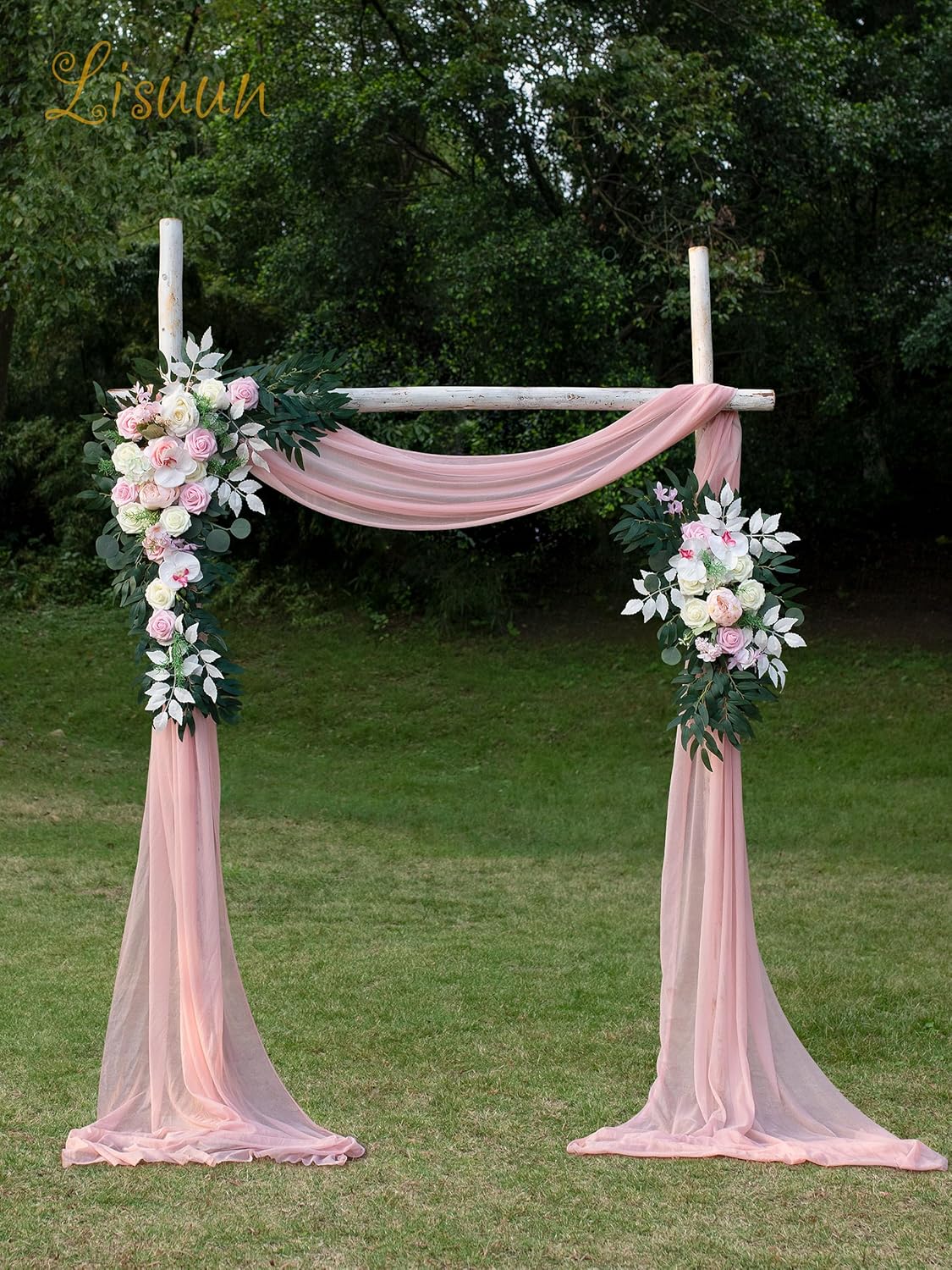Wedding Arch Flowers, Artificial Flowers for Decoration, 2pcs Flower Swag and 1 pcs Semi-Sheer Chiffon Table Runner Swag for Beautiful Dream Wedding Ceremony Floral Decor - Pack of 3