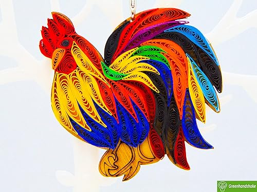 Miniatura 3 de Gallo, decoración para el hogar, decoración navideña, adorno hecho a mano para amantes de los animales, adorno quilled, bolso, mochila, bolso,