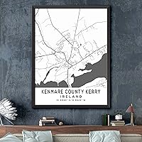 Vista 2 de Mapa de Kenmare County Kerry, Irlanda, Light 2 (12x16)
