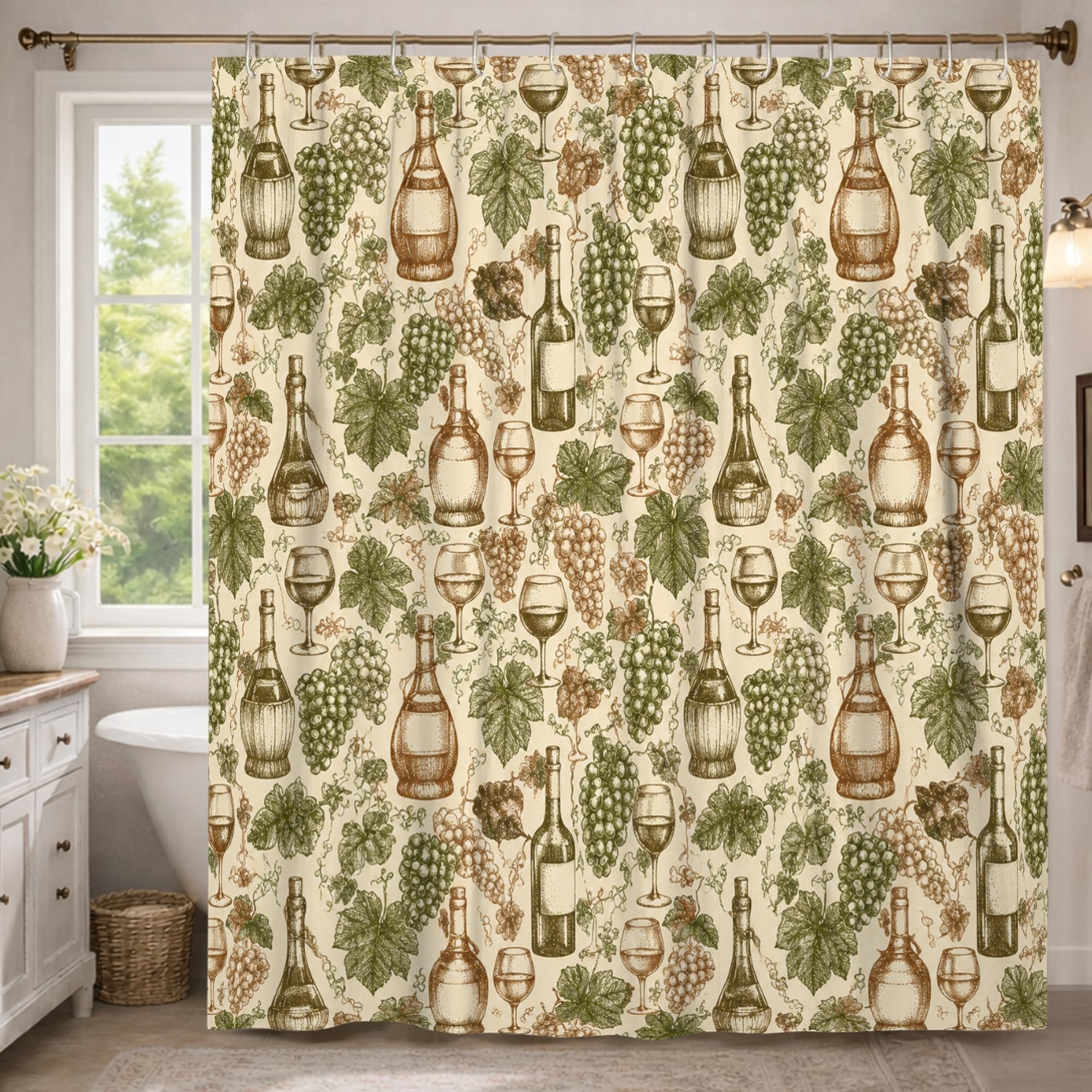 Rideau de douche imperméable extra long en tissu anti-projections vert 183 x 243 cm