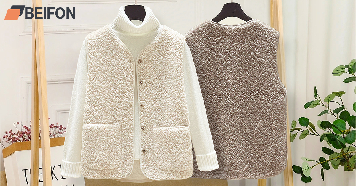 Chaleco Mujer Lana Polar Sin Mangas - Cuello En V, Con Bolsillos Y Cremallera | Abrigo Cálido Para Otoño E Invierno