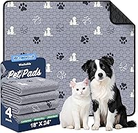WanpeeGoo Washable Dog Pee Pads 4 Pack 18x24 - Reusable Absorbent Non-Slip Puppy Training Potty Pads for Crate Playpen Bed Whelping Grey