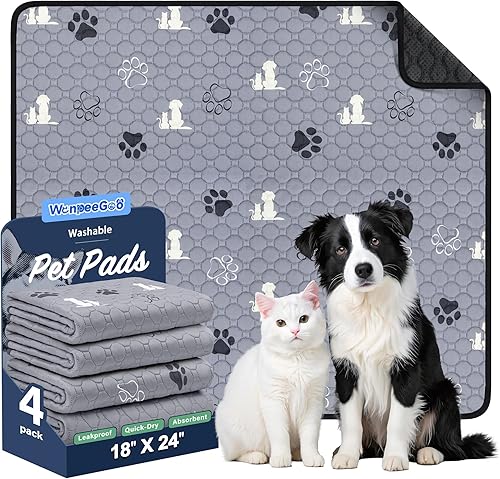 Almohadillas lavables para orina para perros, paquete de 4 almohadillas absorbentes reutilizables para entrenamiento de perros y cachorros,