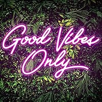 Kavaas Pink 'Good Vibes Only' LED Neon Sign 17.7x9.9in - Wall Decor for Bedroom, Party, Bar, Salon | Birthday Christmas Gift