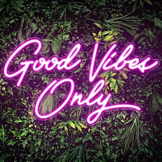 Kavaas Pink 'Good Vibes Only' LED Neon Sign 17.7x9.9in - Wall Decor for Bedroom, Party, Bar, Salon | Birthday Christmas Gift