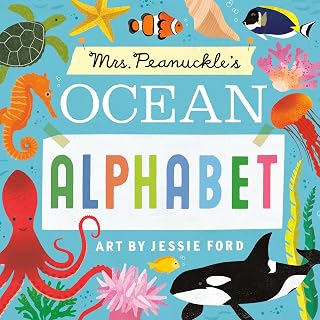 Mrs. Peanuckle's Ocean Alphabet Book: Toddler Board Book with Graphic Art & Sturdy Pages A-Z Ocean Words