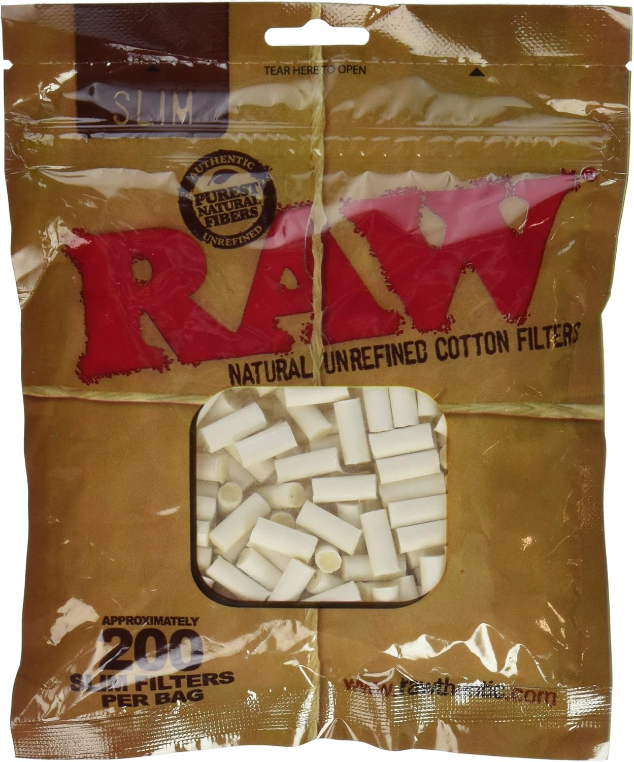 RAW Slim Cigarette Filter Tips Bundle - All Natural, 200 Count (Pack of 5)