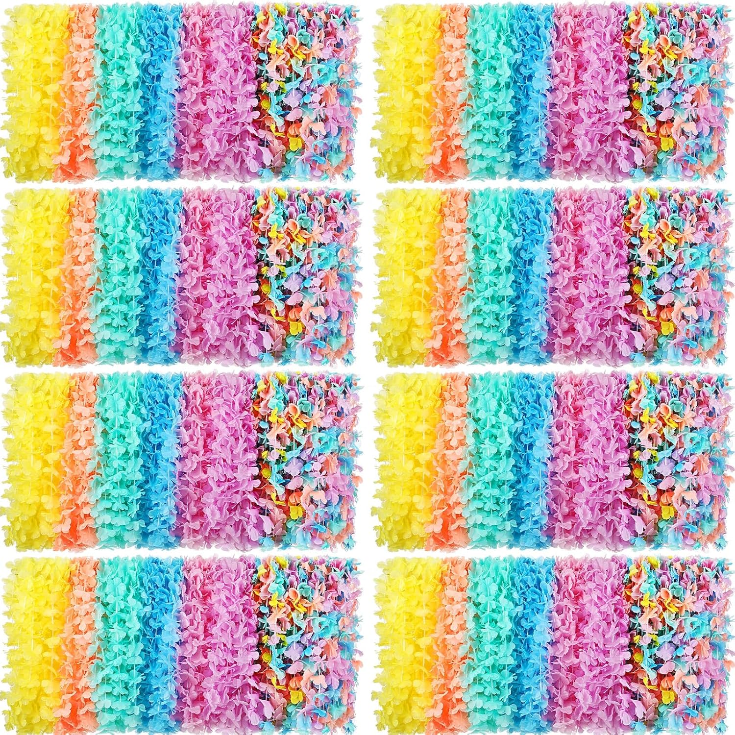 500 Pcs Hawaiian Leis Bulk Luau Leis Necklace Hawaiian Flower Tropical Floral Necklace for Adults Luau Holiday Wedding Beach Birthday Party Supplies Decor Multi Color(Macaron Color)
