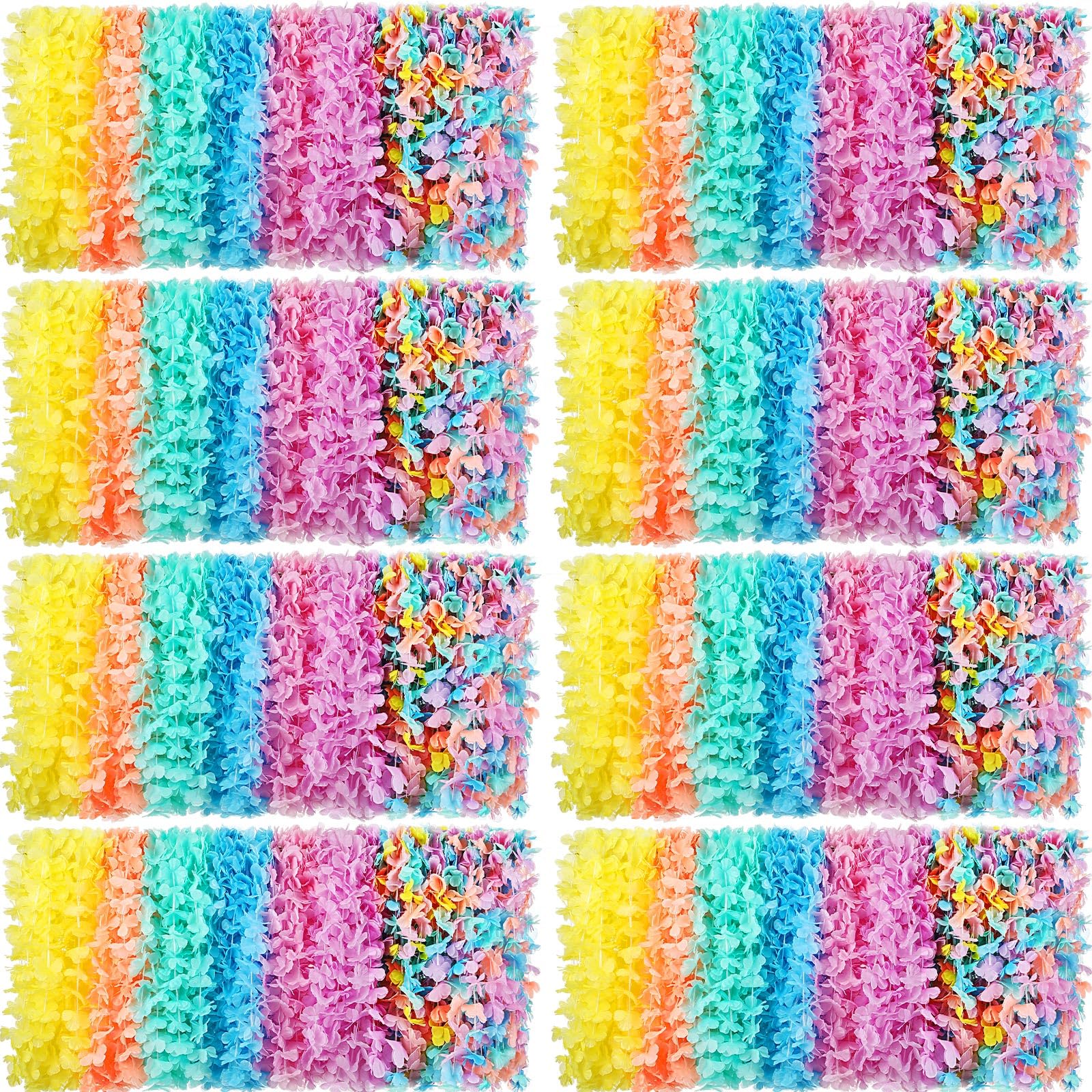 Photo 1 of Yuxung 500 Pcs Hawaiian Leis Bulk Luau Leis Necklace Hawaiian Flower Tropical Floral Necklace for Adults Luau Holiday Wedding Beach Birthday Party Supplies Decor Multi Color(Macaron Color)